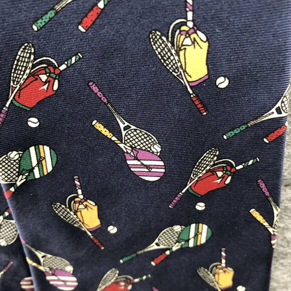 Vintage Rooster For Princeton University Necktie Tie Navy Tennis Preppy Silk - Picture 4 of 6